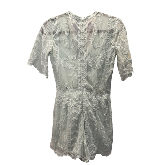 Socialite Sz XS Mint Green Floral Lace Romper V-Neck XS Fairycore Coquette - Picture 6 of 7